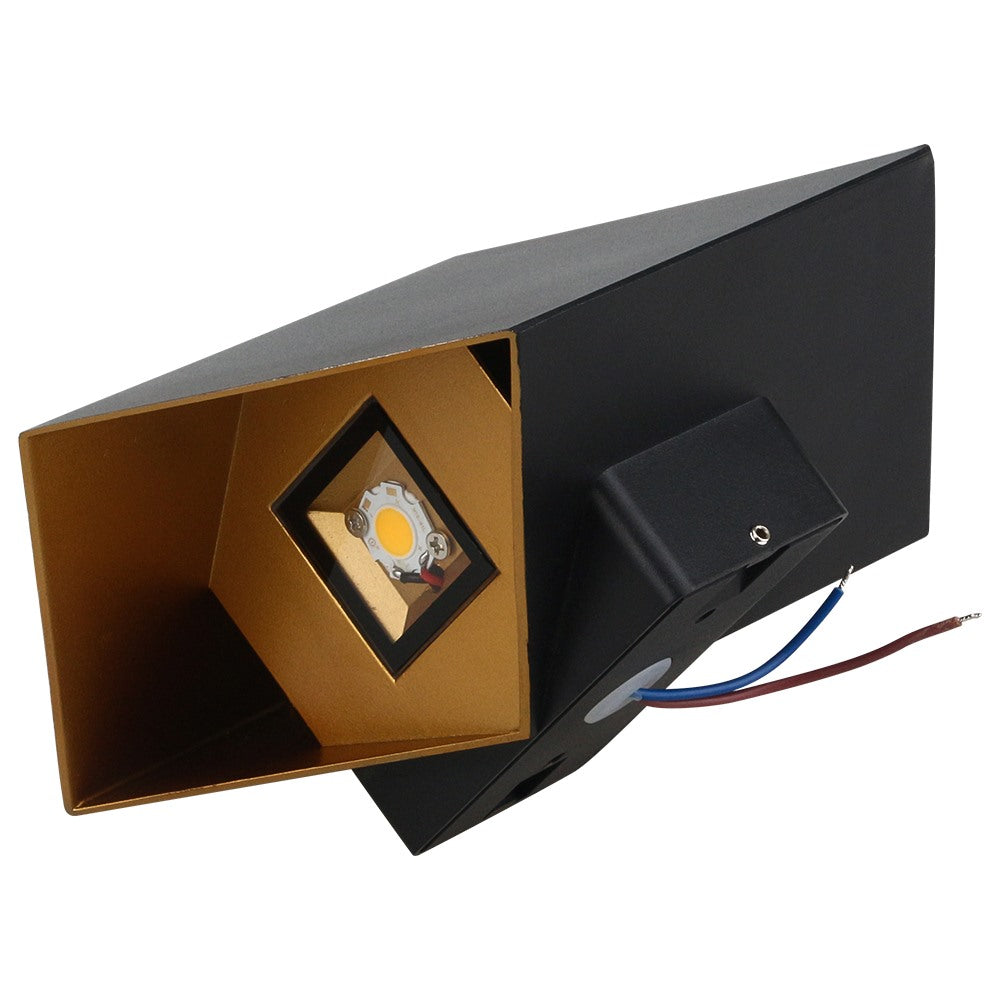 LED outdoor wall light ARNIS, 3+3W, 3000K, IP65, black/gold