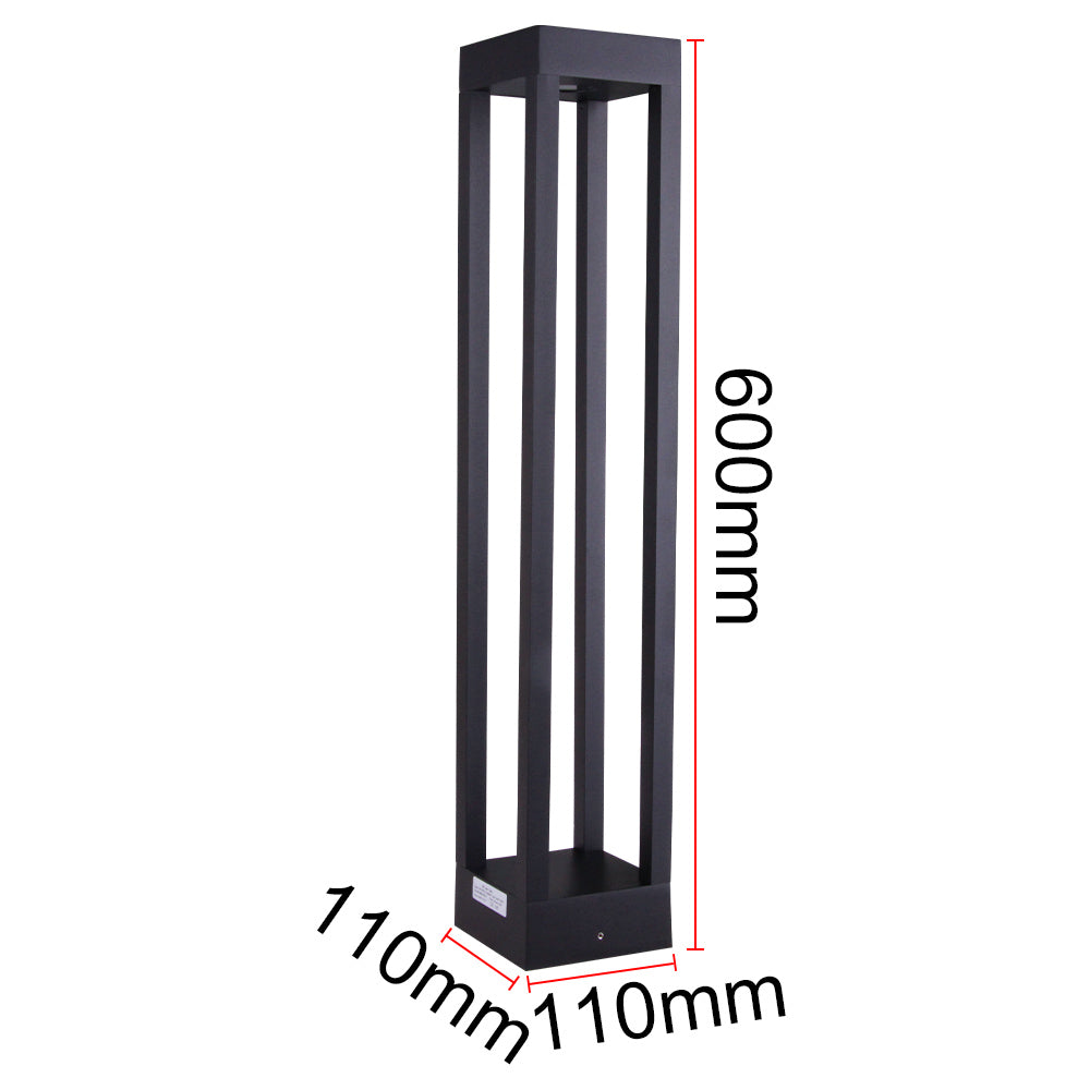 LED outdoor bollard light LINDEN 600, 7W, 360°, 3000K, 110x110x600mm, IP65, black