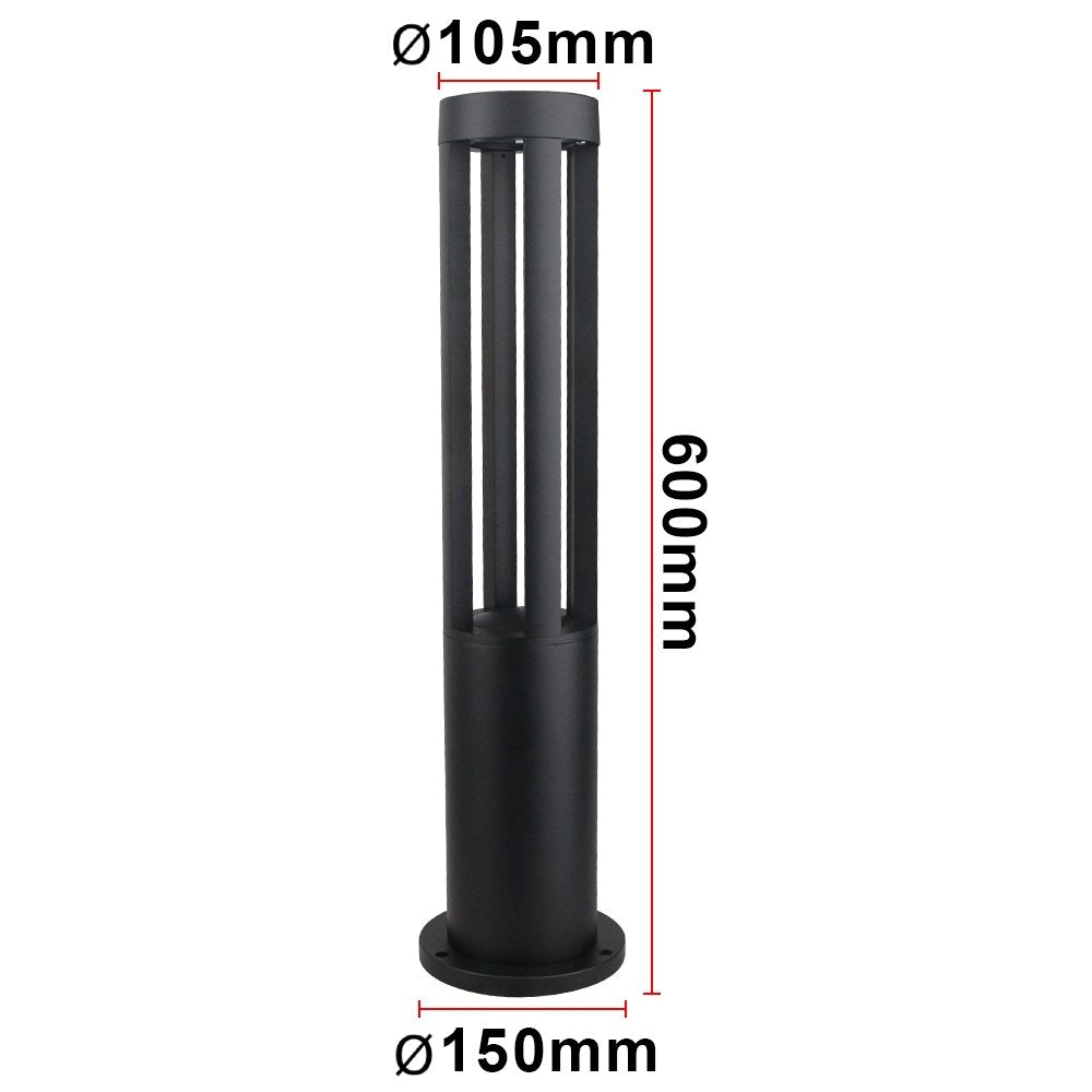 LED outdoor bollard light LINDAU 600, 7W, 360°, 3000K, Ø105x600mm, IP65, black