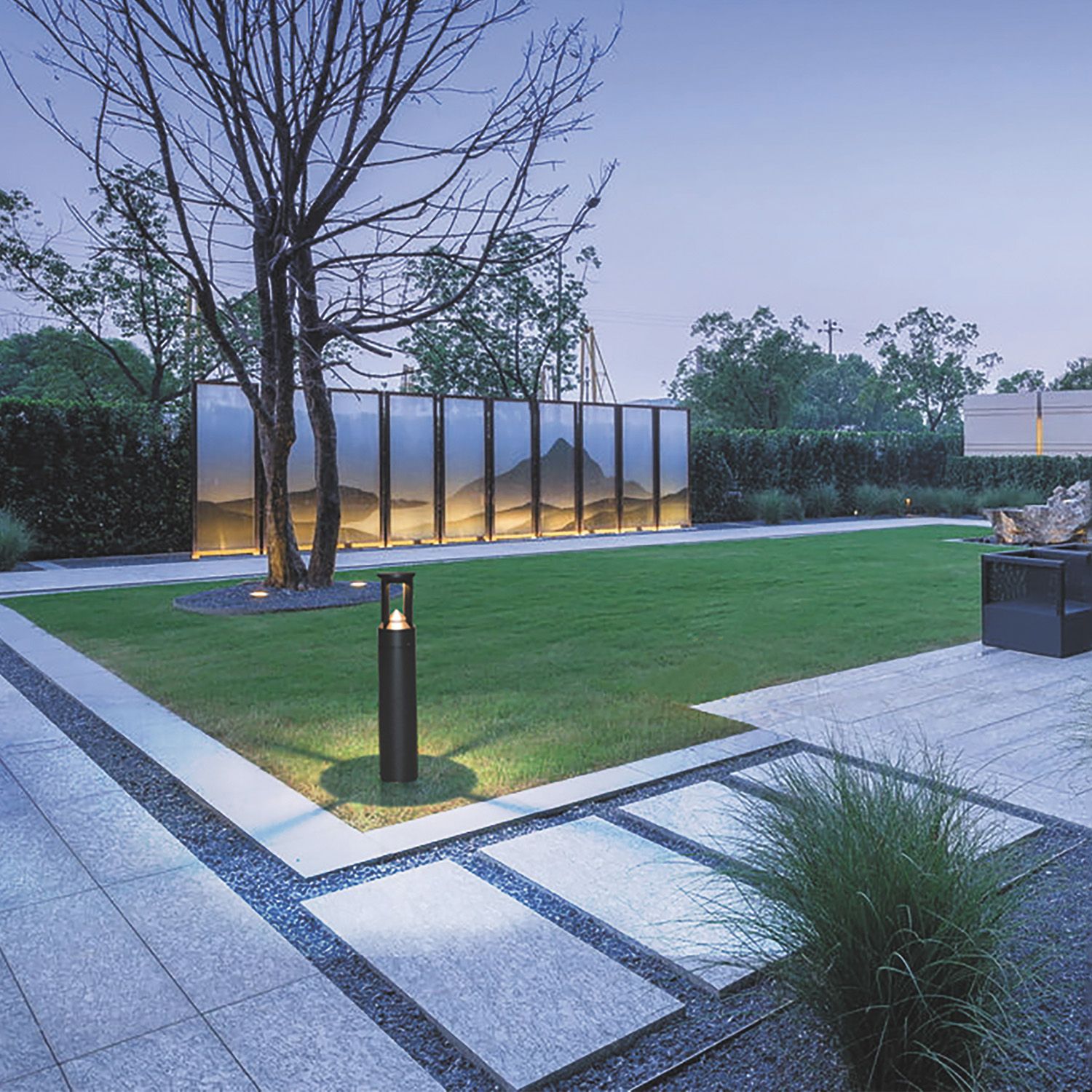 LED street light bollard-4, 9W, 3000K, 330lm, 120°, IP54, 40cm, sandblack