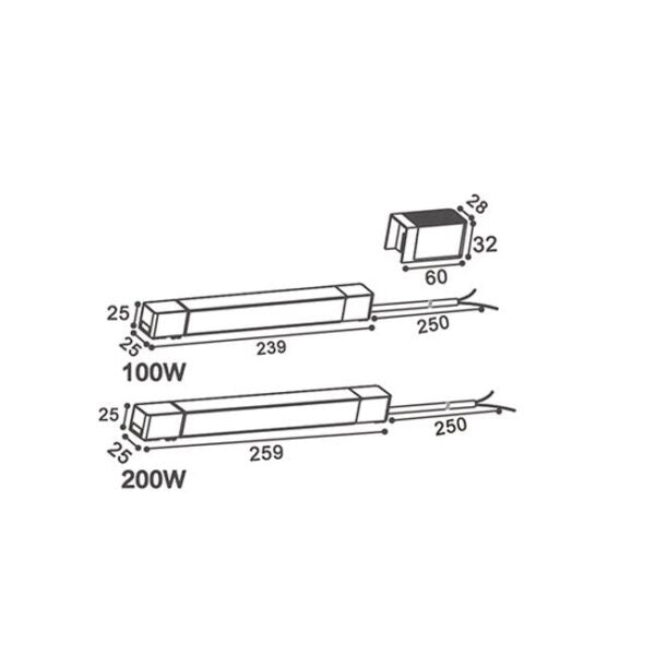 Driver MAGNATIC  SLIM inside of the track, 200W, 48V, black