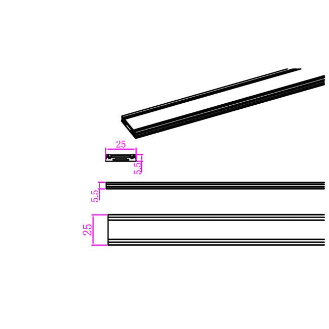 MAGNET SLIM track rail 48V, surface mounted 2m, black