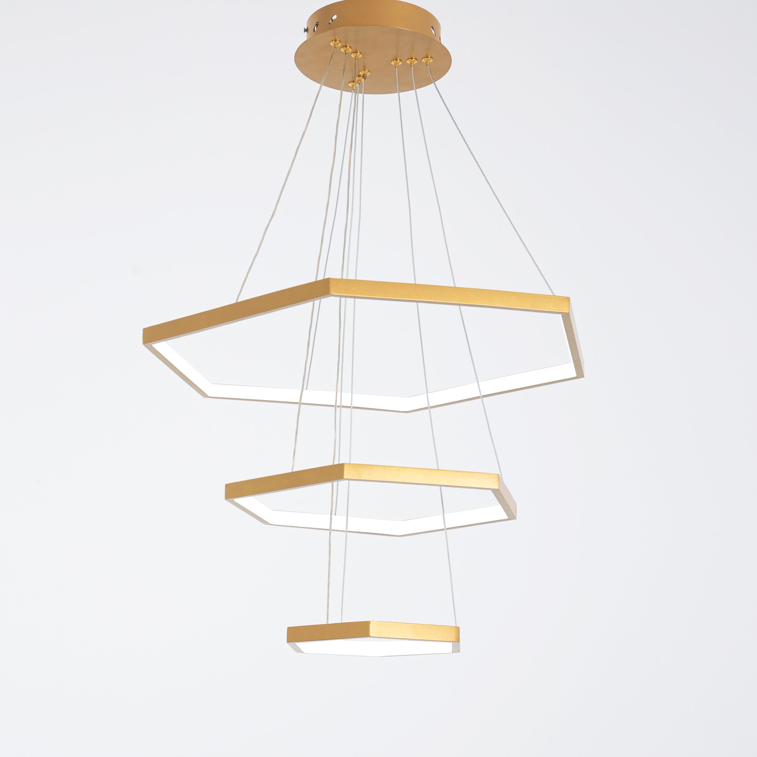 Amber chandelier, 3 bulbs, gold