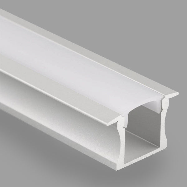 Aluminium profile 3m, recessed, 24mmx14.2mm, silver, with cover and end caps