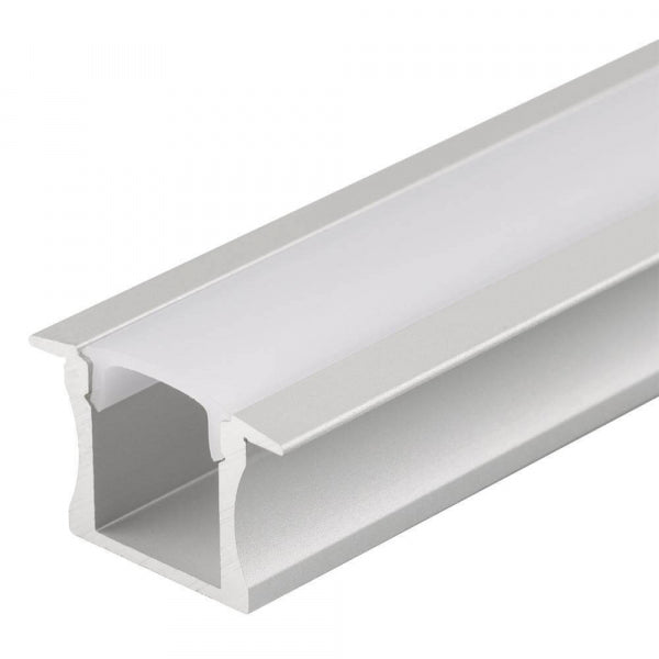 Aluminium profile 3m, recessed, 24mmx14.2mm, silver, with cover and end caps