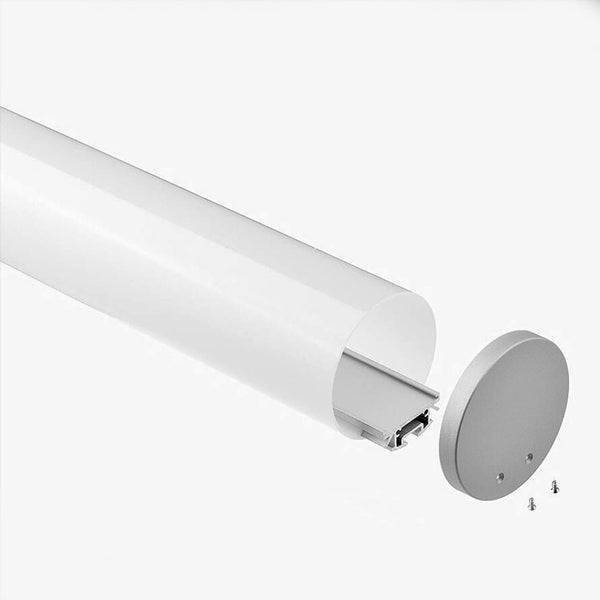 Aluminium profile 3m, pendant, Ø60x30mm, silver, with cover and end caps