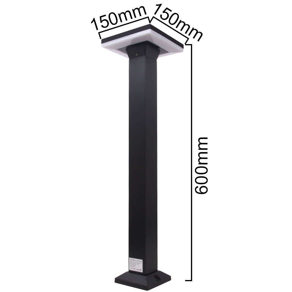 LED outdoor bollard light MENDIG, 12W, 360°, 3000K, 150x150x600mm, IP65, black