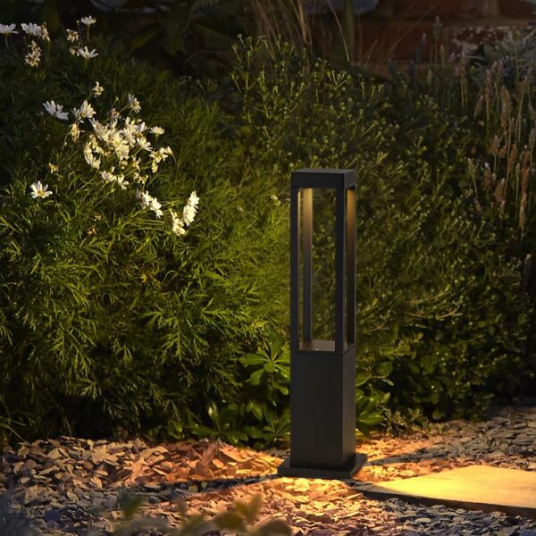 LED outdoor bollard light KLÜTZ, 7W, 360°, 3000K, 110x110x600mm, IP65, black