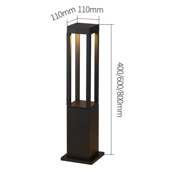 LED outdoor bollard light KLÜTZ, 7W, 360°, 3000K, 110x110x600mm, IP65, black