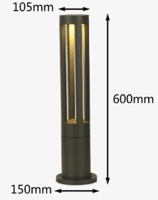LED outdoor bollard light LINDAU 600, 7W, 360°, 3000K, Ø105x600mm, IP65, black