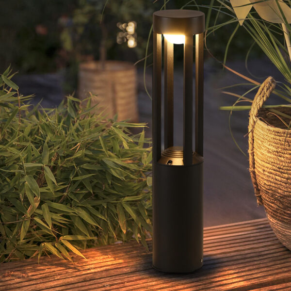 LED outdoor bollard light KLÖTZE, 12W, 360°, 3000K, Ø120x600mm, IP65, black