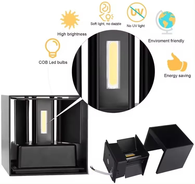 LED outdoor wall light GÜNZBURG MINI, 7W, 180°, 3000K, IP65, black