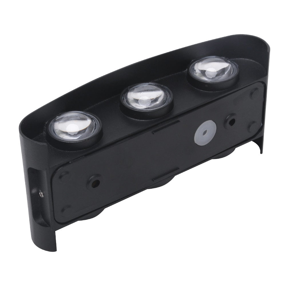 LED outdoor wall light HAMELN, 6x1W, 120°, 3000K, IP65, black