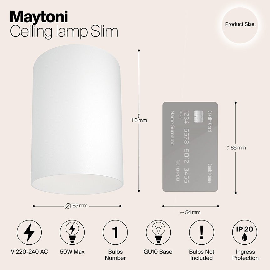 Surface light ULT-SLIM cylinder MR16, Ø85x115mm, white