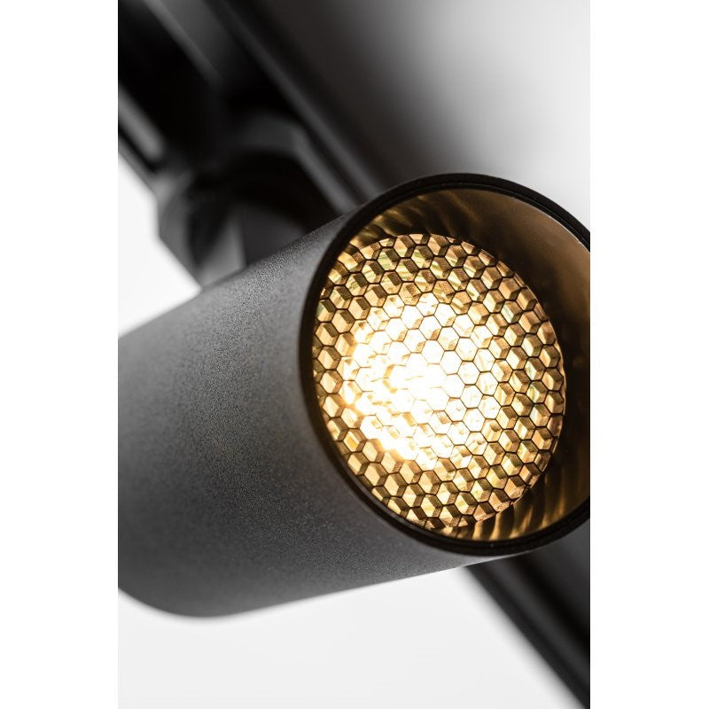 LED track light LIMA, GU10, round, with honeycomb, 1F, black