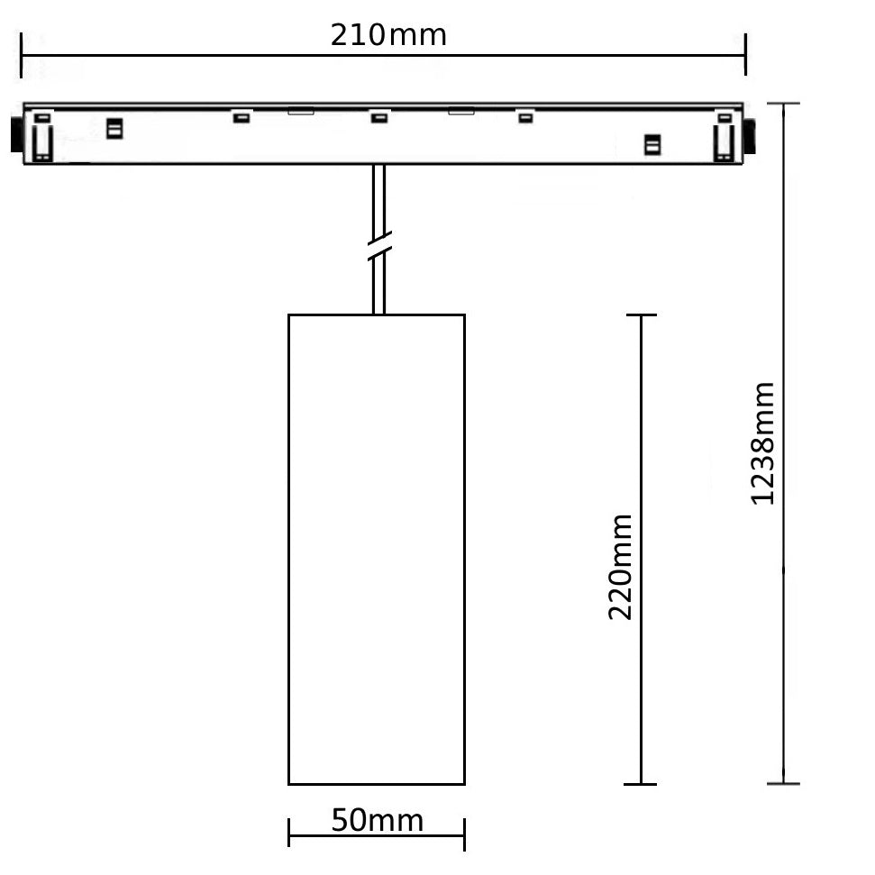 MAGNET LED pendant track light 9W cylinder, 3000K,  black