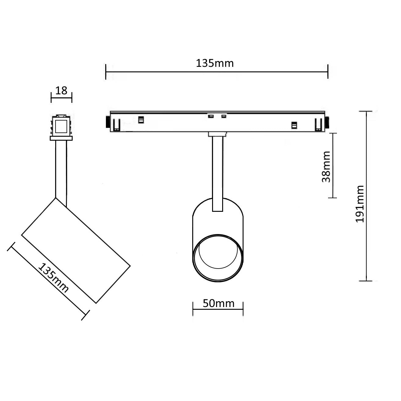 MAGNET LED track light YOKOHAMA 12W, 2700K, Ø50x191mm, black