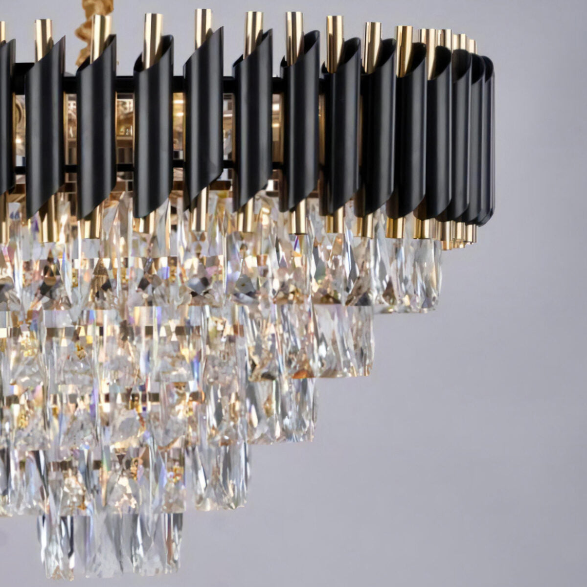 Oular S 6-bulb chandelier, black x gold
