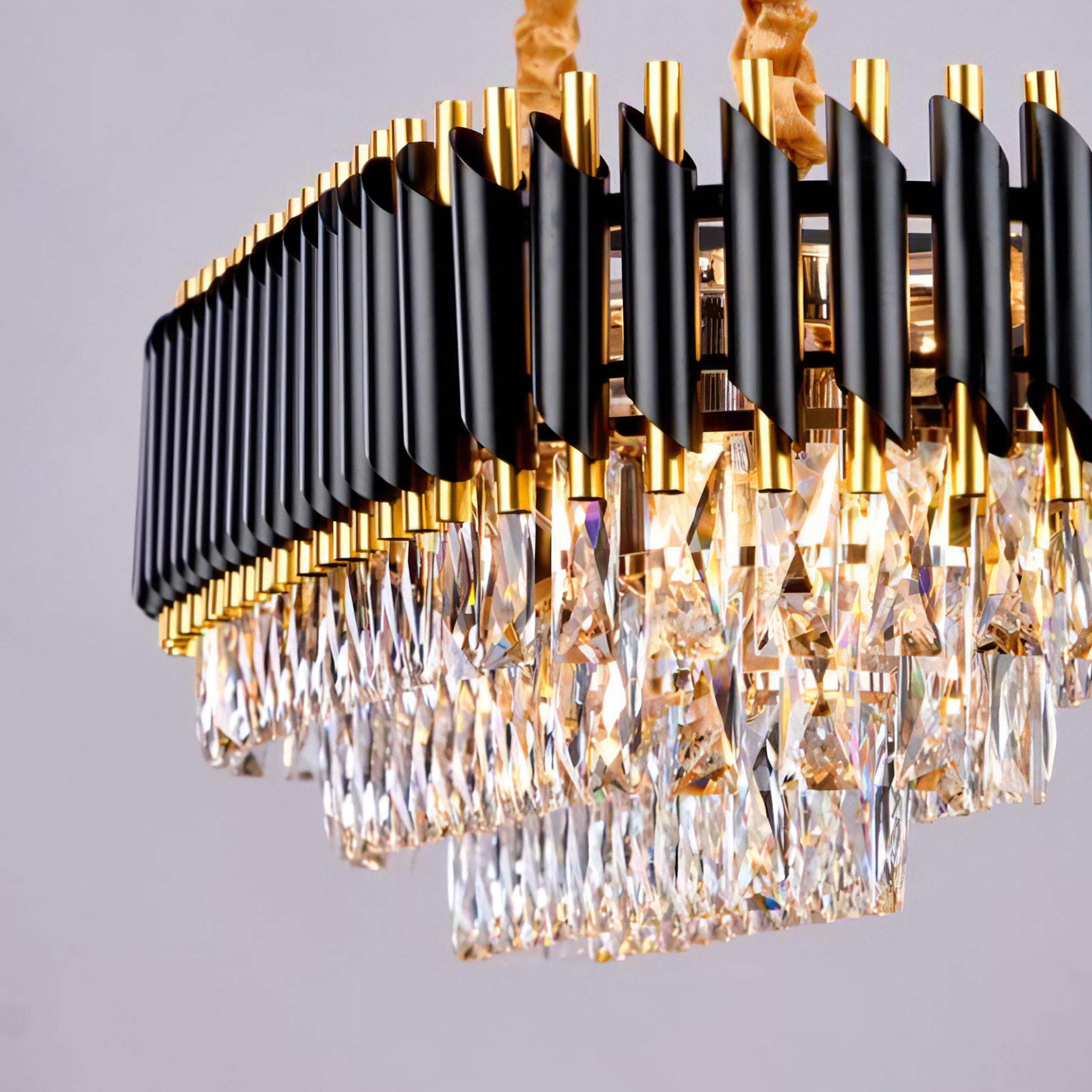 India chandelier, 12 bulbs, black x gold