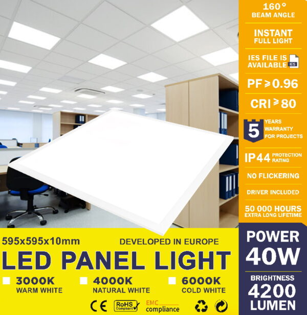 LED panel light VS ONE+ 40W, 4000K, 4200lm, 60x60mm