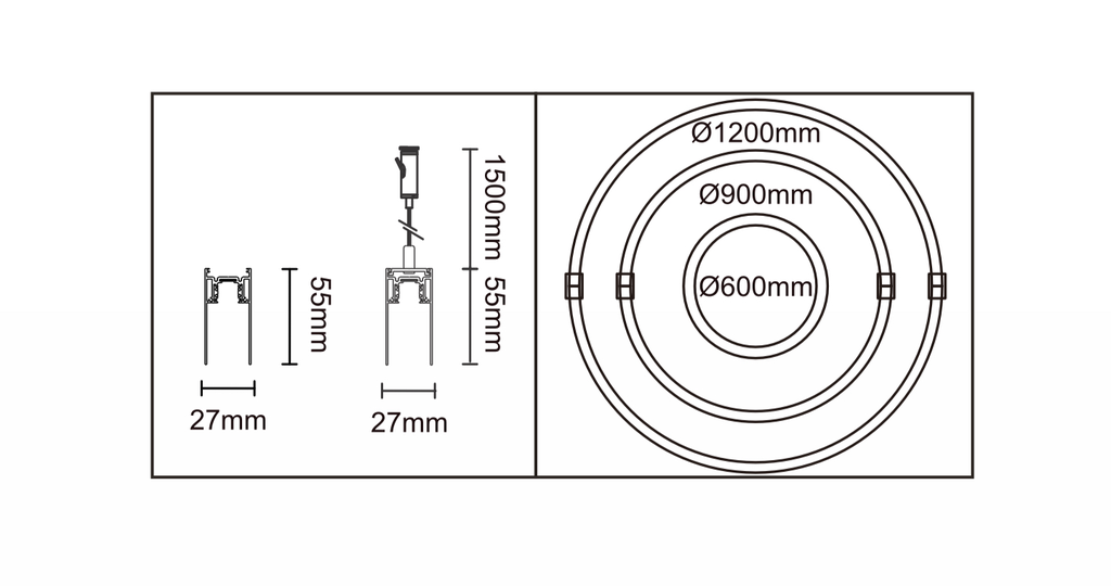 Round Magnetic track rail ULT R600=2m