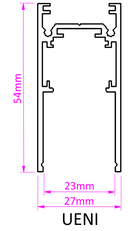 MAGNET track rail UENI, surface, 3m, white