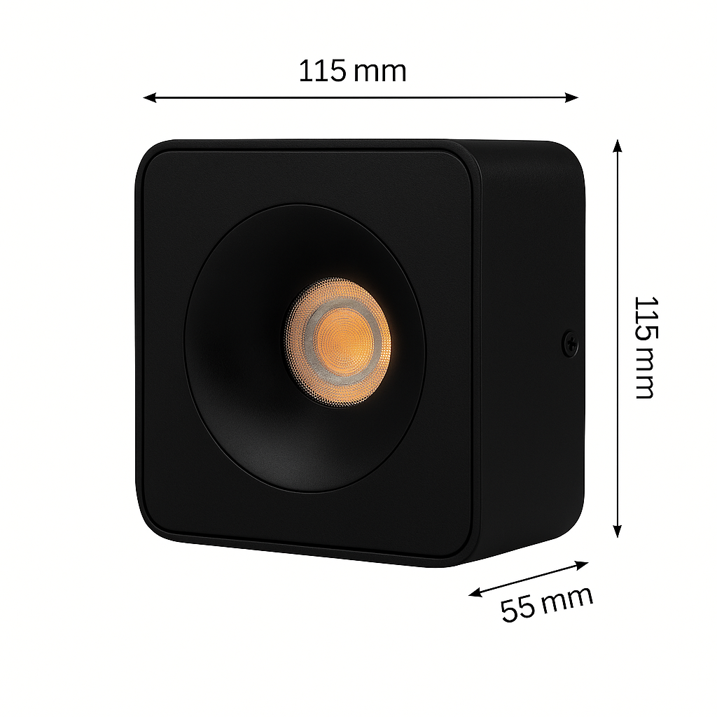 Square Surface Mounted Spotlight 12W - 3000K