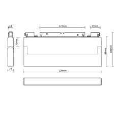 MAGNET LED track light linear FLOOD“I” FLEX 12W, 4000K, 220x105x22mm, white
