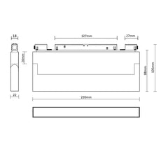 MAGNET LED track light linear FLOOD“I” FLEX 12W, 3000K, 220x105x22mm, white