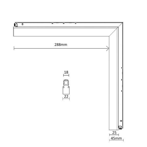 MAGNET LED track light linear FLOOD“L” IN 24W, 3000K, DALI DIM, 288x288x45x22mm, black