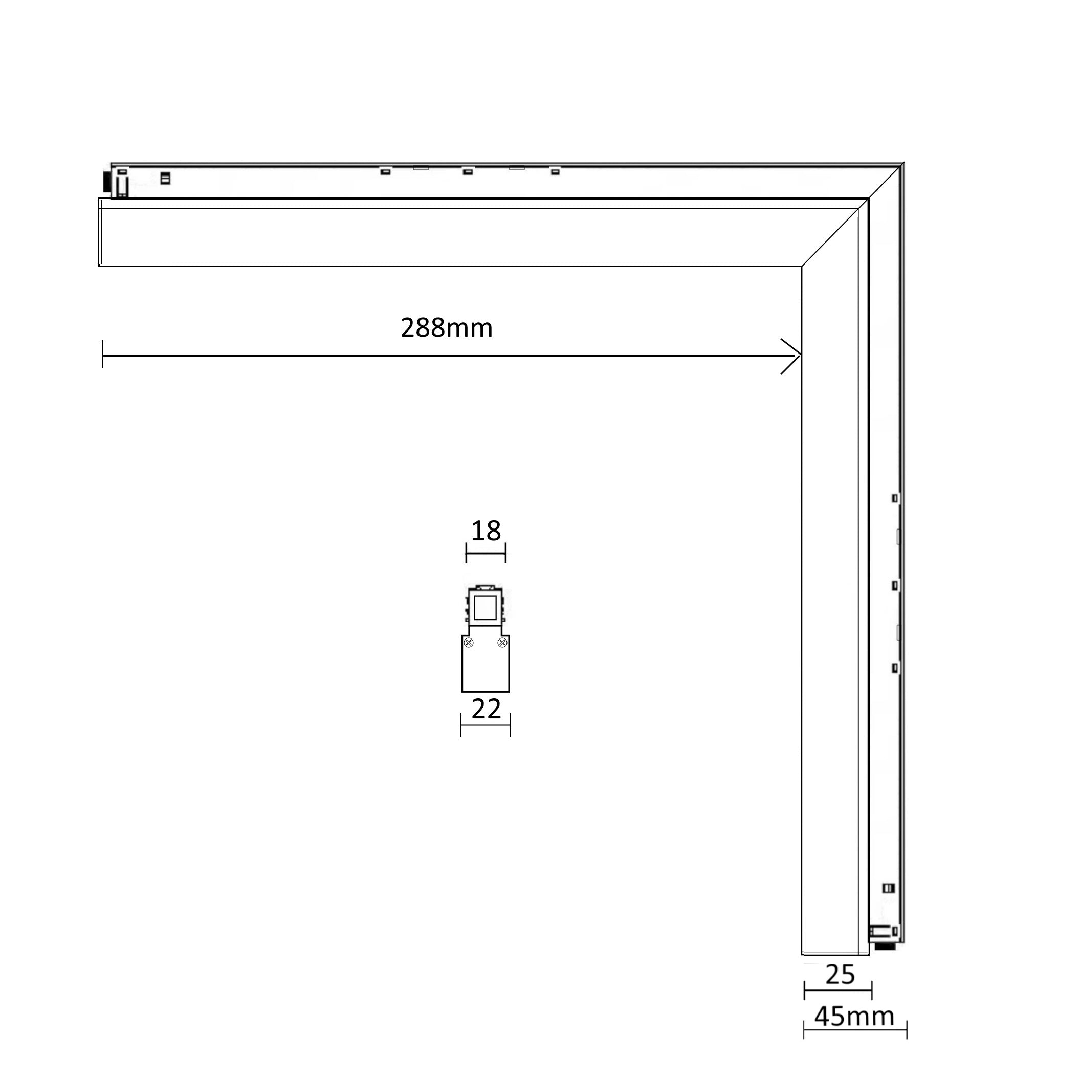 MAGNET LED track light linear FLOOD“L” IN 24W, 4000K, DALI DIM, 288x288x45x22mm, black