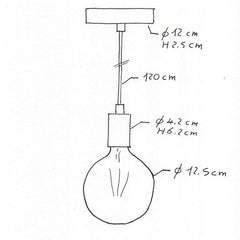 Pendant light ULT E27, with textile cable, brushed titanium