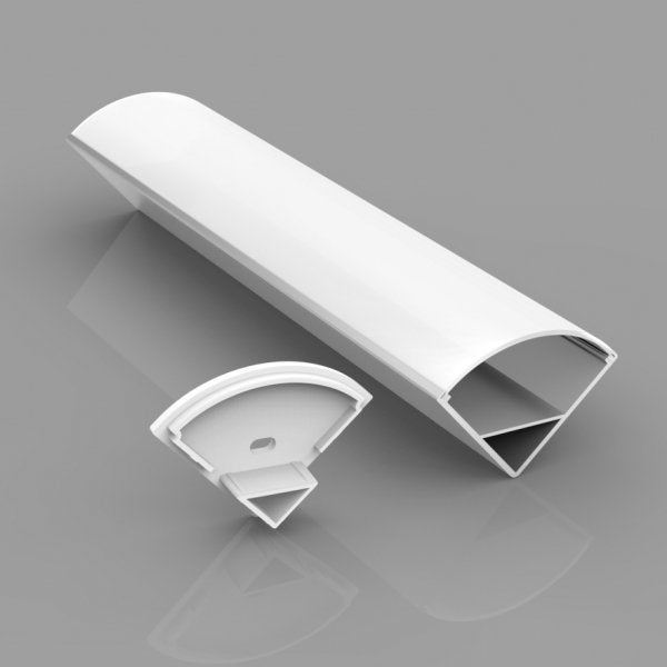 Aluminium profile ULT 3m, surface corner, 15,8×15,8mm, silver, with frosted glass cover and end caps