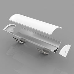Aluminium profile ULT 3m, surface corner, 15,8×15,8mm, silver, with frosted glass cover and end caps