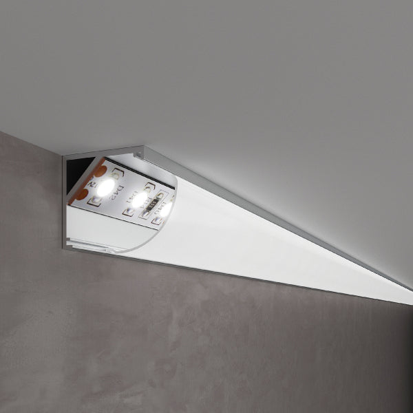 Aluminium profile ULT 3m, surface corner, 15,8×15,8mm, silver, with frosted glass cover and end caps