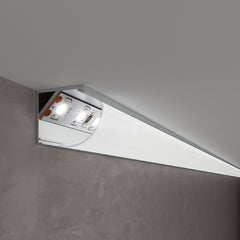 Aluminium profile ULT 3m, surface corner, 15,8×15,8mm, silver, with frosted glass cover and end caps