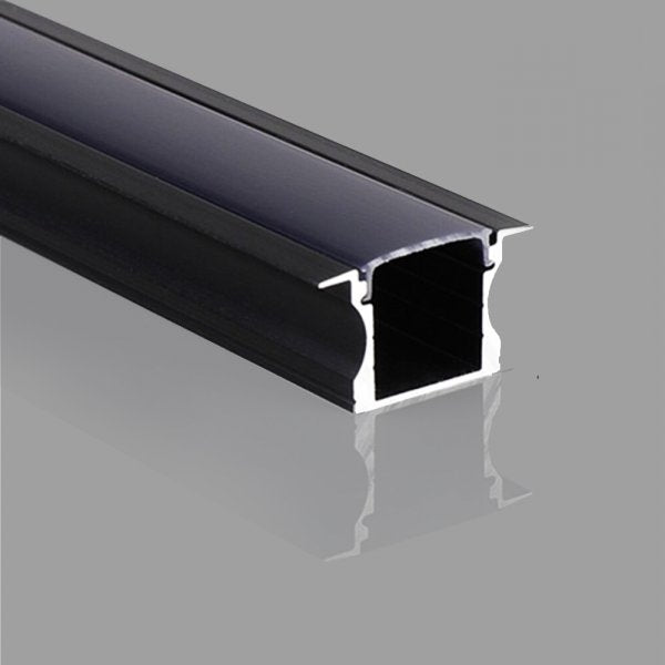 Aluminium profile ULT 3m, recessed, 24mmx14.2mm, black, with black cover and end caps
