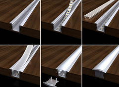 Aluminium profile ULT 3m, recessed, 24mmx14.2mm, black, with black cover and end caps