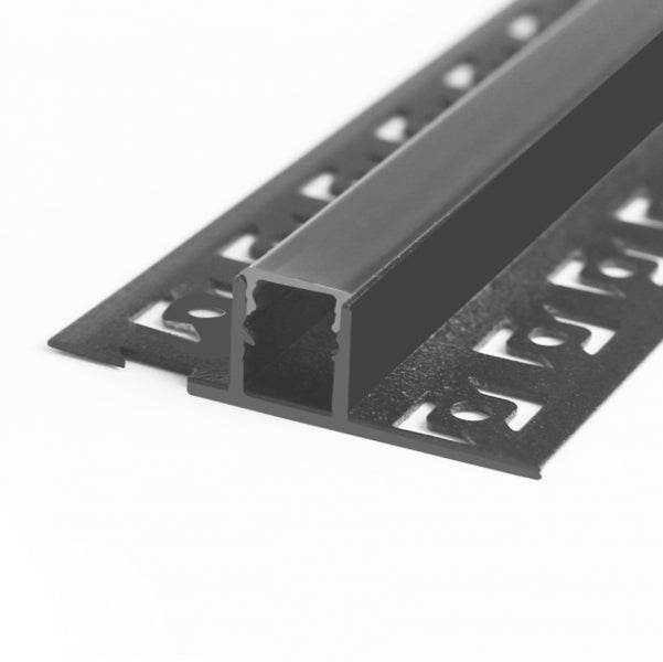 Aluminium profile ULT 3m, recessed, 12,5×13,3×52,5mm, black, with cover and end caps
