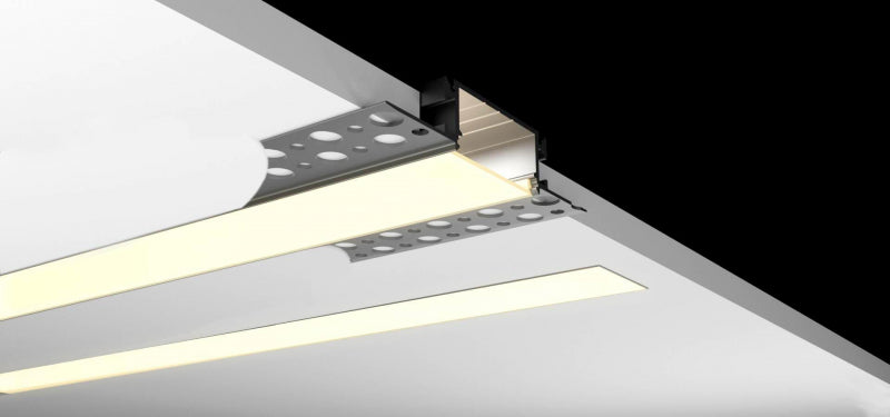 Aluminium profile ULT 3m, recessed, 12,5×13,3×52,5mm, black, with cover and end caps