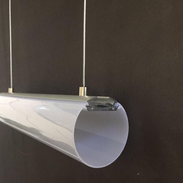 Aluminium profile 3m ULT, pendant, Ø60x30mm, silver, with cover and end caps