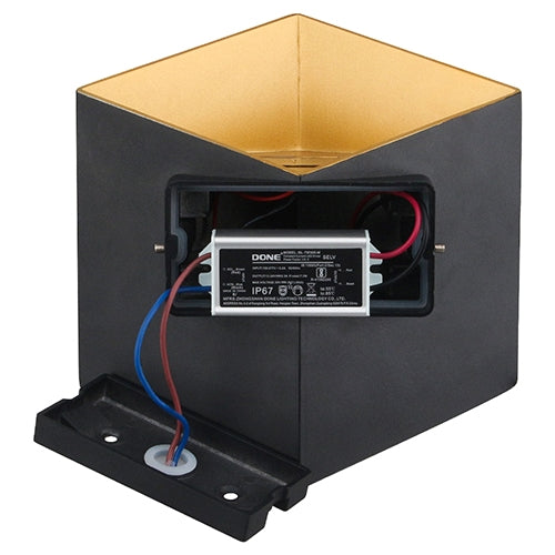 LED outdoor wall light ULT, 3+3W, 3000K, IP65, black/gold