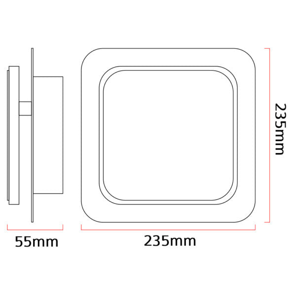 LED outdoor wall light ULT, 9W, 3000K, IP44, square, black