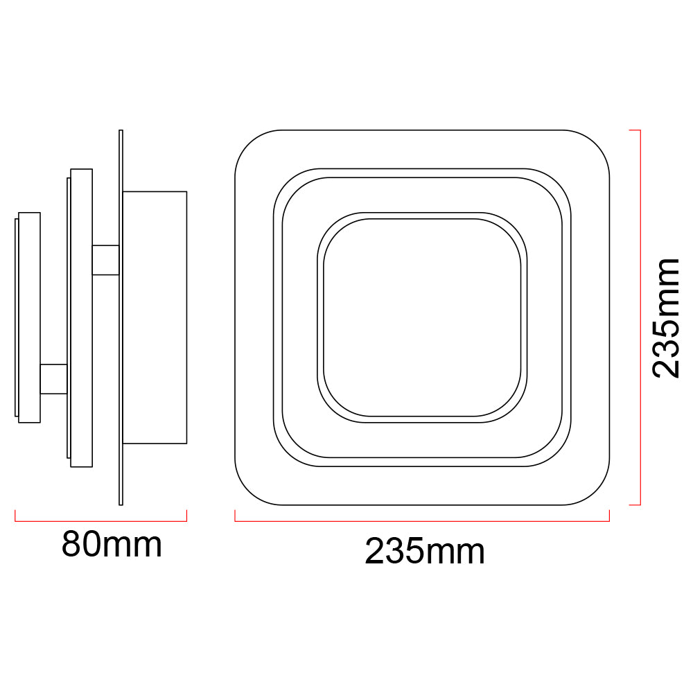 LED outdoor wall light ULT, 14W, 3000K, IP44, square, black