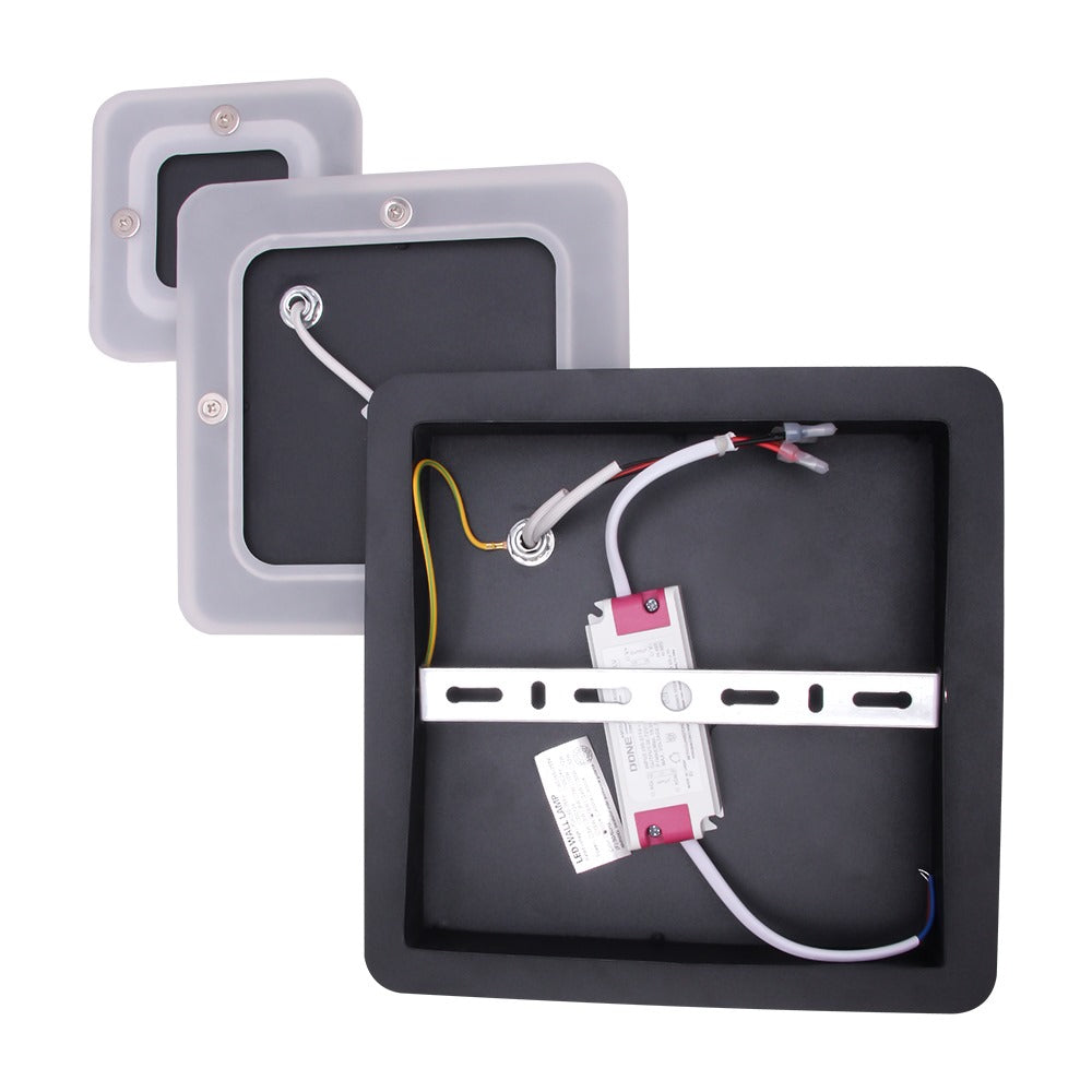 LED outdoor wall light ULT, 14W, 3000K, IP44, square, black