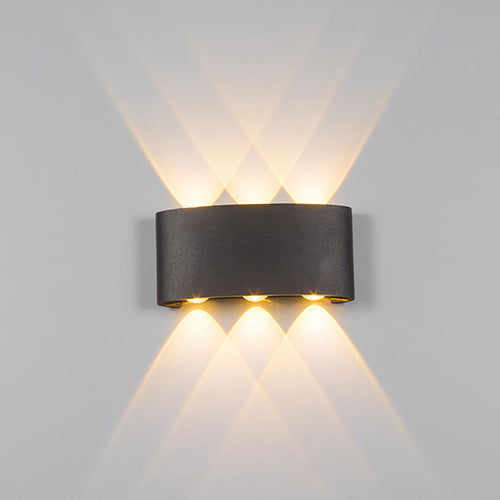 LED outdoor wall light ULT, 6x1W, 120°, 3000K, IP65, black