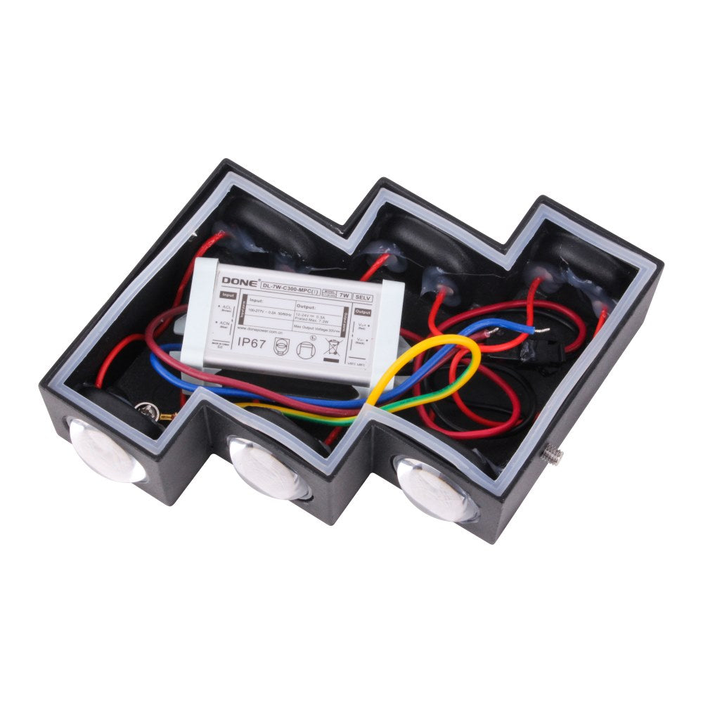 LED outdoor wall light ULT, 6x1W, 120°, 3000K, IP65, black