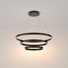 LED pendant light ULT 115W with three rings, Ø800mm, 3000K, 120°, black