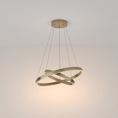 LED pendant light ULT 61W with two rings, Ø600mm, 3000K, 120°, brass