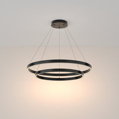 LED pendant light ULT 88W with two rings, Ø800mm, 3000K, 120°, black